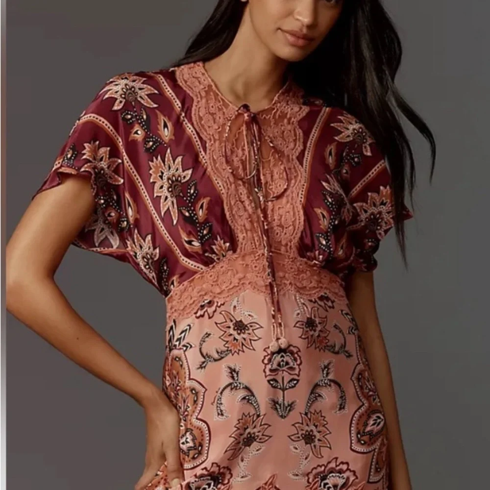 Farm Rio Glam Tapestry Laces Short-Sleeve Maxi Dress - Picture 2 of 16